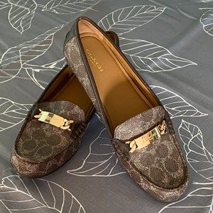 COACH Signature Loafers Embossed Canvas Flats